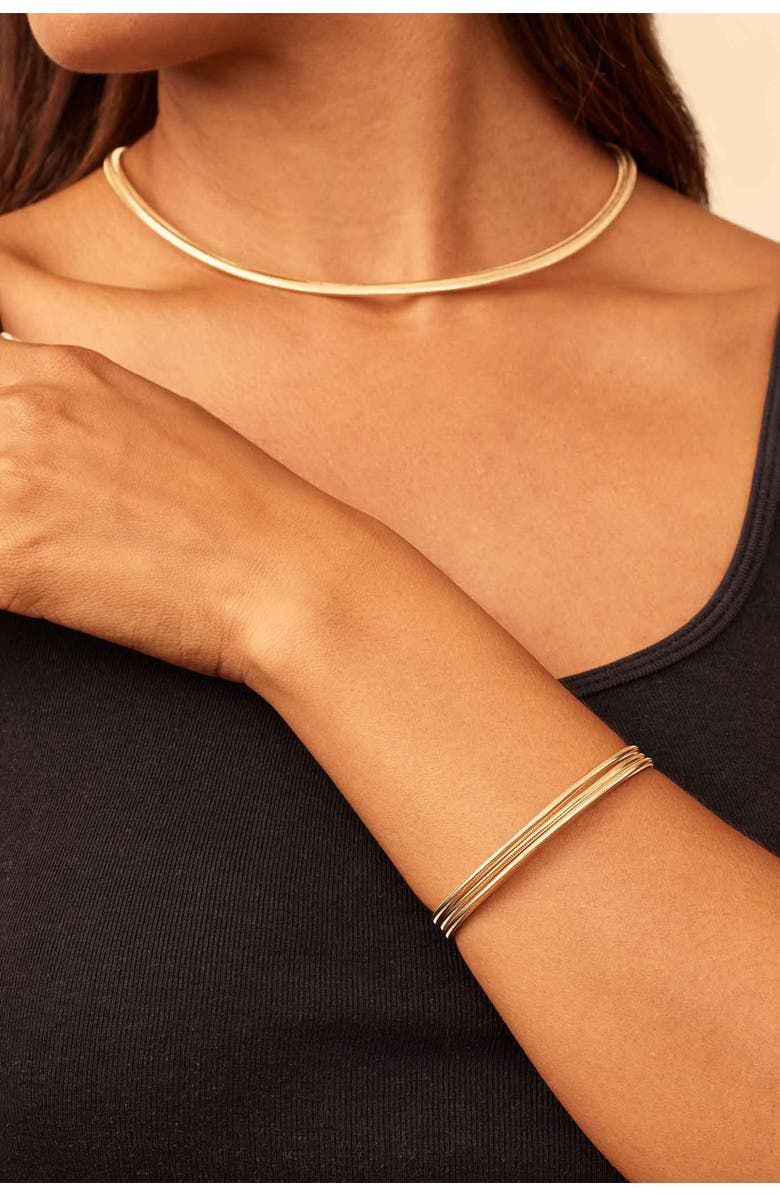 Oradina 14K Yellow Gold Mesh Glamour Stack Bracelet, Alternate, color, Yellow Gold