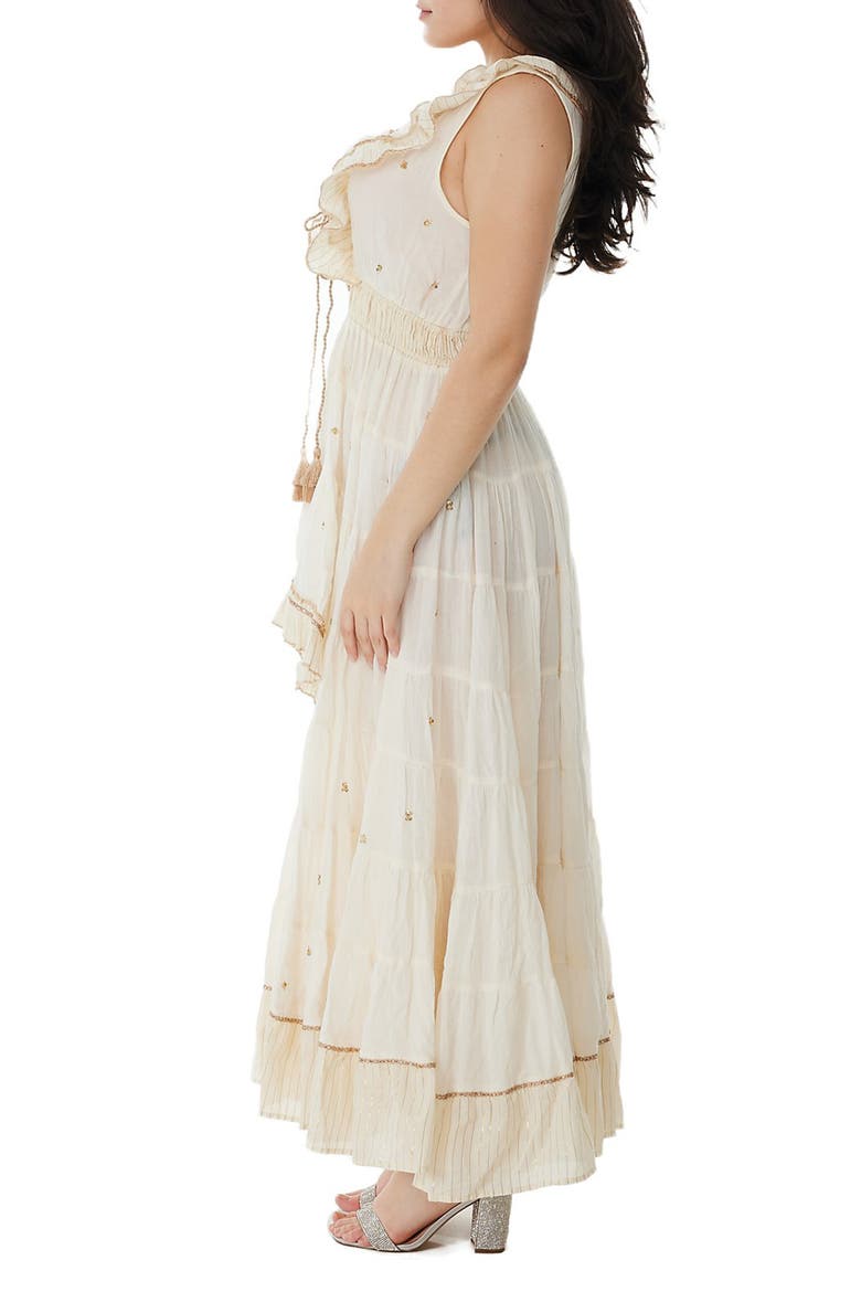 Embellished Ruffle Coverup Dress, Alternate, color, WHITE
