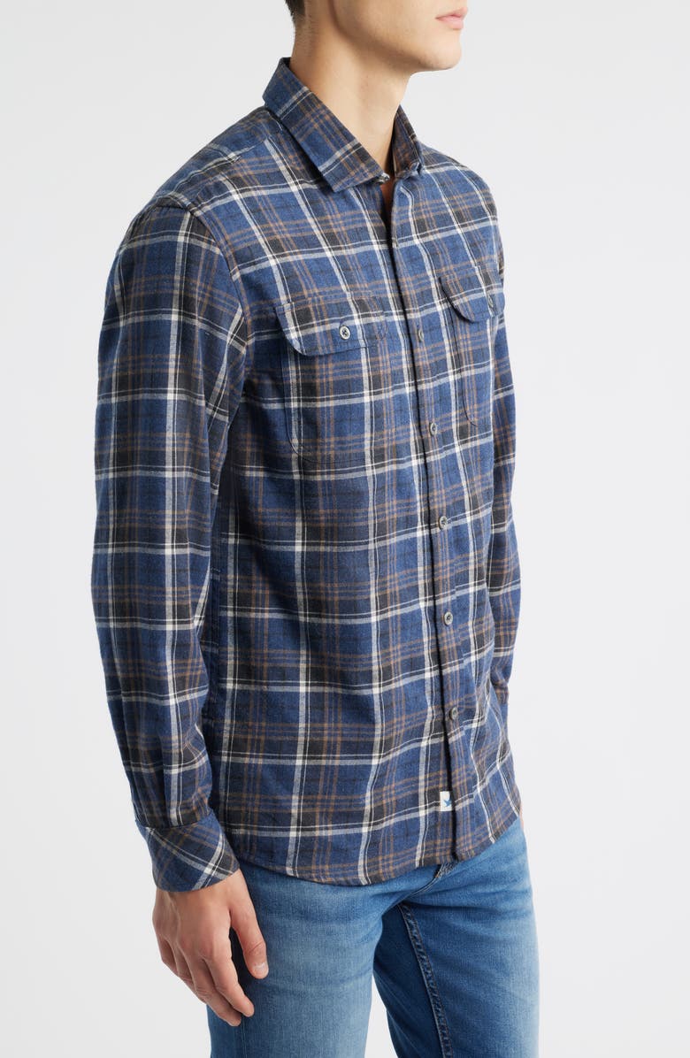 James Campbell Creston Trim Fit Plaid Cotton Button-Up Shirt, Alternate, color, Navy