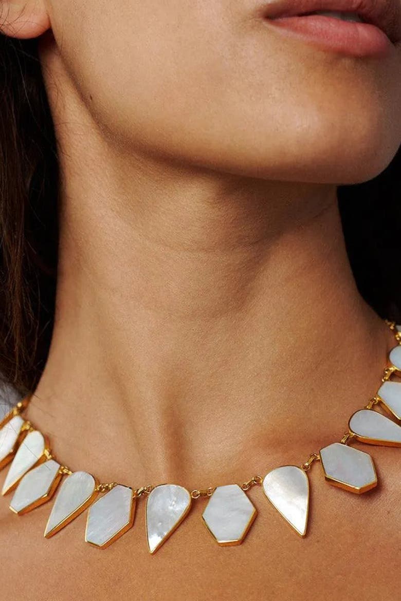Warrioress Mother of Pearl Necklace, Alternate, color, White