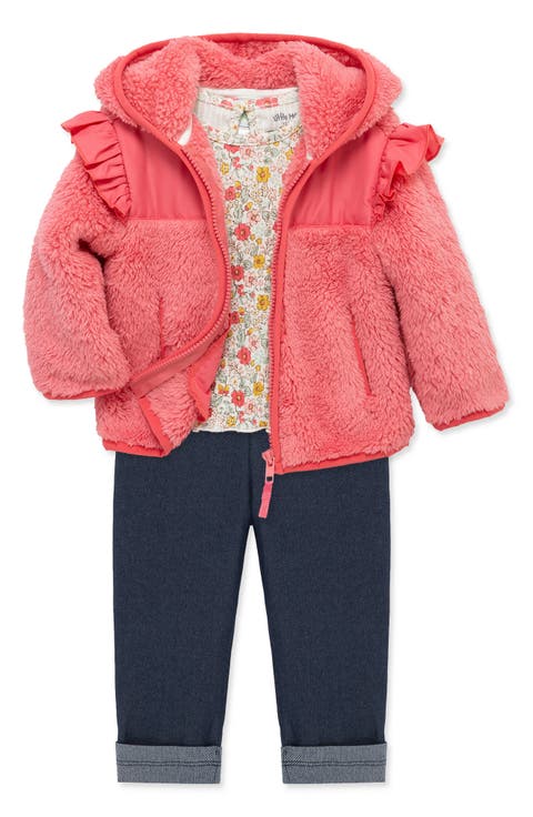 Garden T-Shirt, Fleece Hooded Jacket & Denim Leggings Set (Baby)