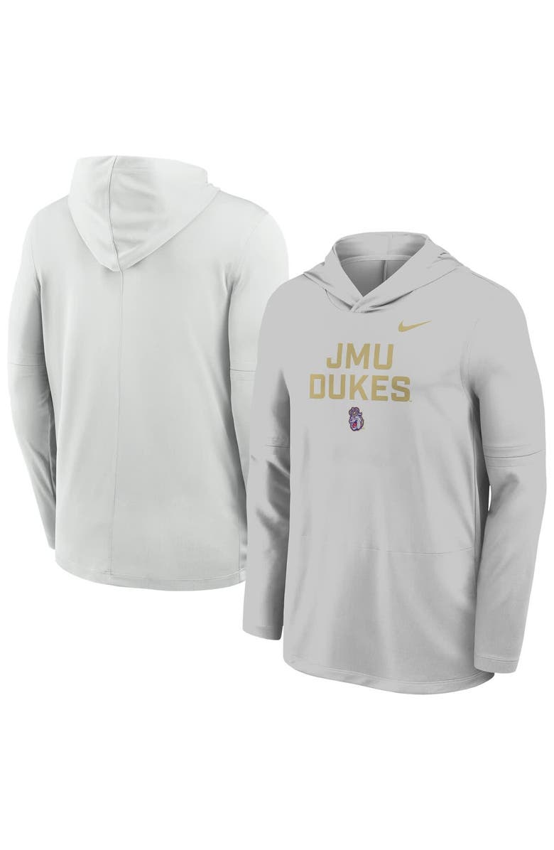 Nike Men's Nike  Gray James Madison Dukes Sideline Dri-FIT Lightweight Hooded Top, Alternate, color, 