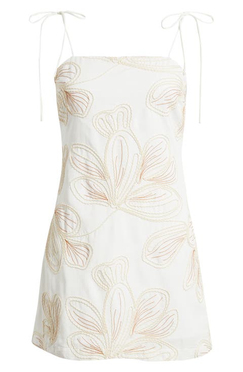 Embroidered Tie Strap Mini Sundress