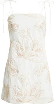 MOON RIVER Embroidered Tie Strap Mini Sundress