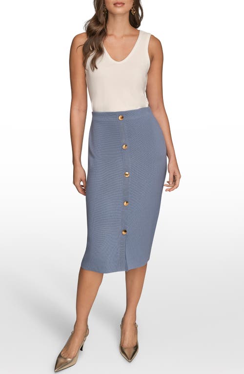 Donna Karan New York Faux Button Knit Pencil Skirt In Gray