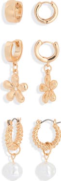 BP. Pretty Floral Set of 3 Earrings
