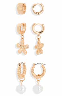 Pretty Floral Set of 3 Earrings