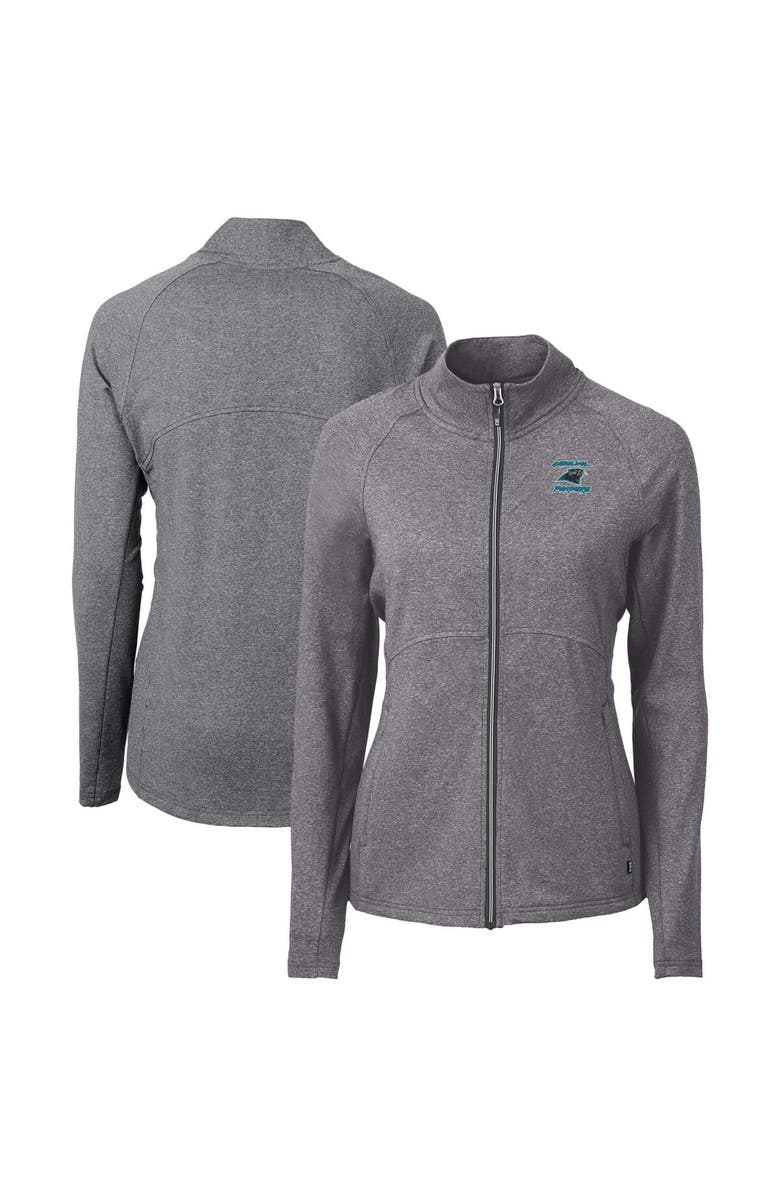 Cutter & Buck Women's Cutter & Buck Heather Black Carolina Panthers Throwback Logo Adapt Eco Knit Heather Recycled Full-Zip Jacket, Main, color, 
