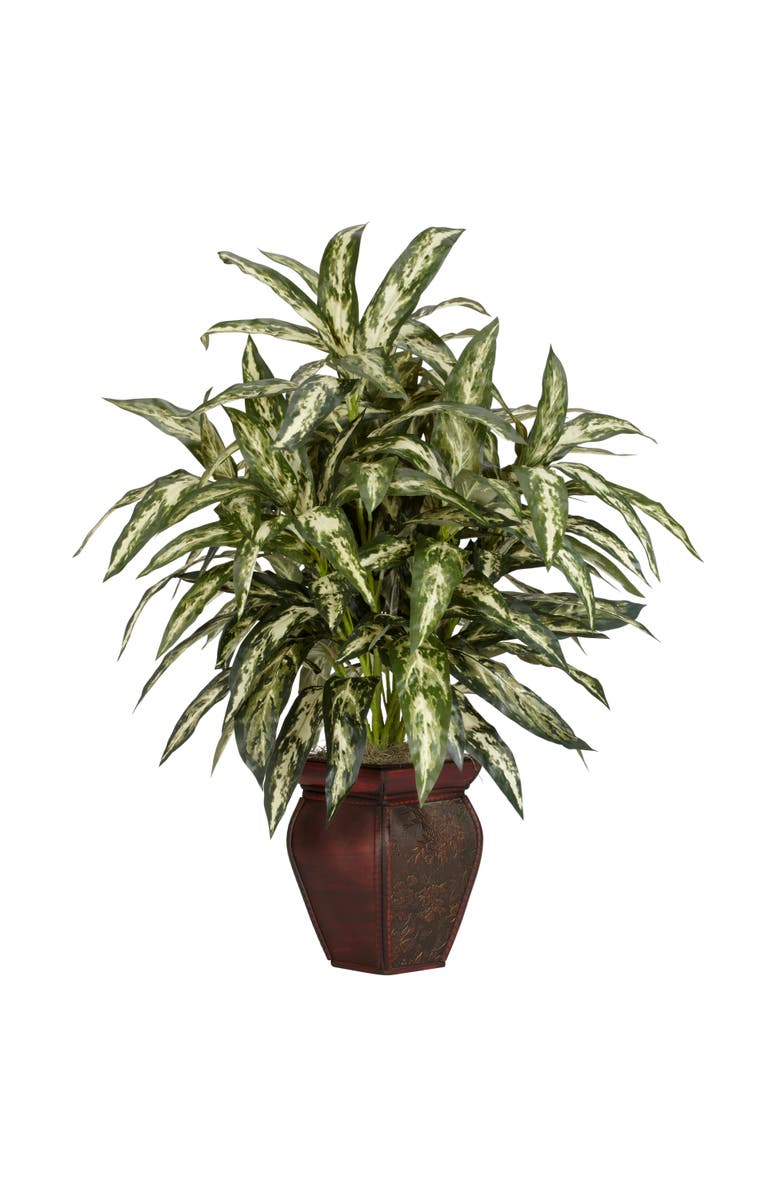 NEARLY NATURAL Aglaonema with Decorative Vase Artificial Plant, Main, color, Green