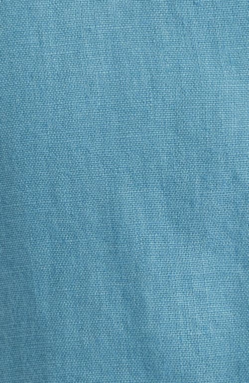 Alex Crane  Ola Linen Short Sleeve Button-up Shirt In Blue