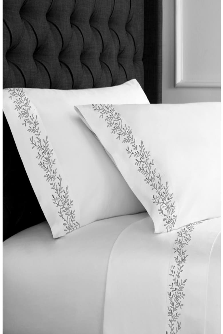 Floral Vine 600 Thread Count Sheet Set, Alternate, color, GREY
