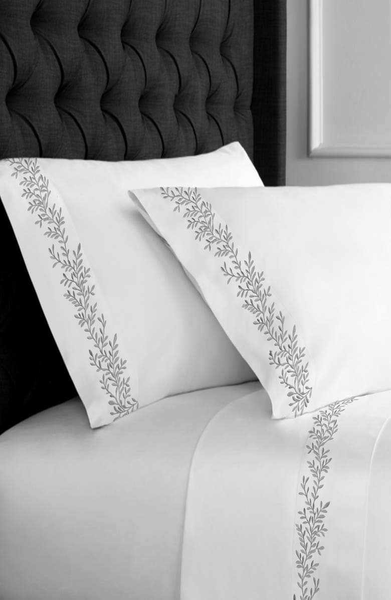 MELANGE HOME Floral Vine 600 Thread Count Sheet Set, Alternate, color, Grey