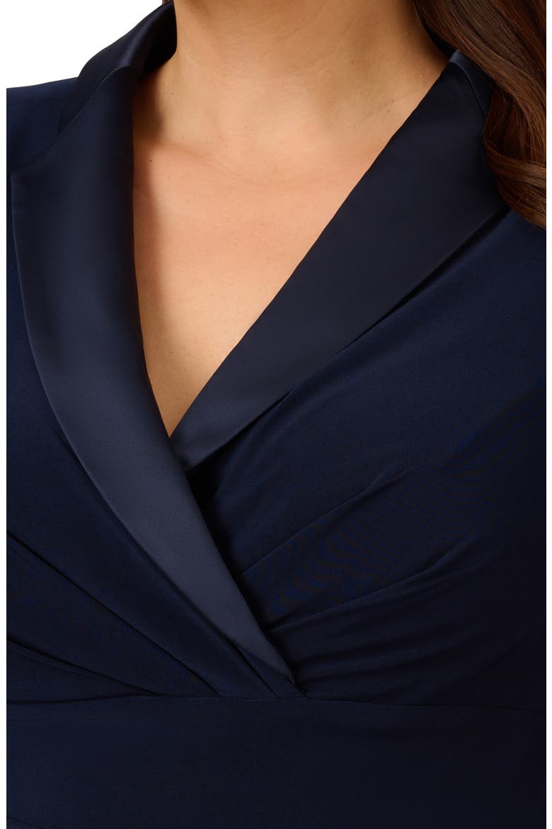 Long Sleeve Jersey Satin Tuxedo Dress, Alternate, color, MIDNIGHT