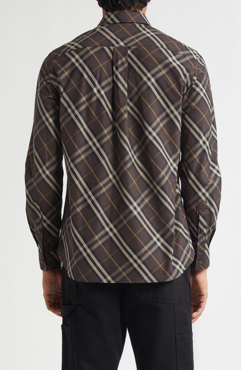 Burberry Robert Check Cotton Button-Up Shirt, Alternate, color, Truffle Ip Check
