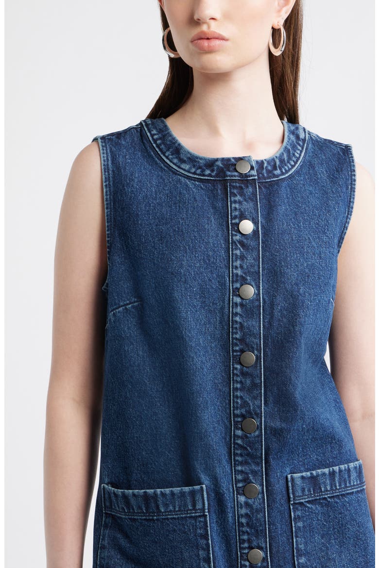 Denim Sheath Dress, Alternate, color, DARK MID WASH