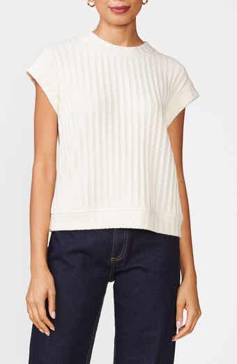 Cap Sleeve Pointelle Rib Top