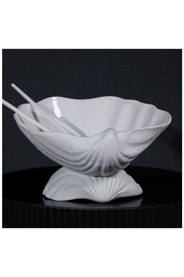 La Coquille Footed Clam Bowl, Alternate, color, WHITE