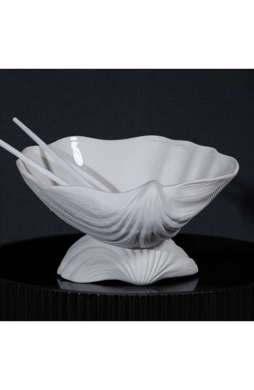 Zodax La Coquille Footed Clam Bowl In White