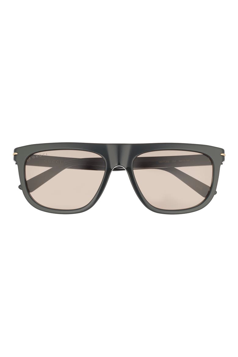 56mm Square Sunglasses, Main, color, GREEN GREEN BROWN