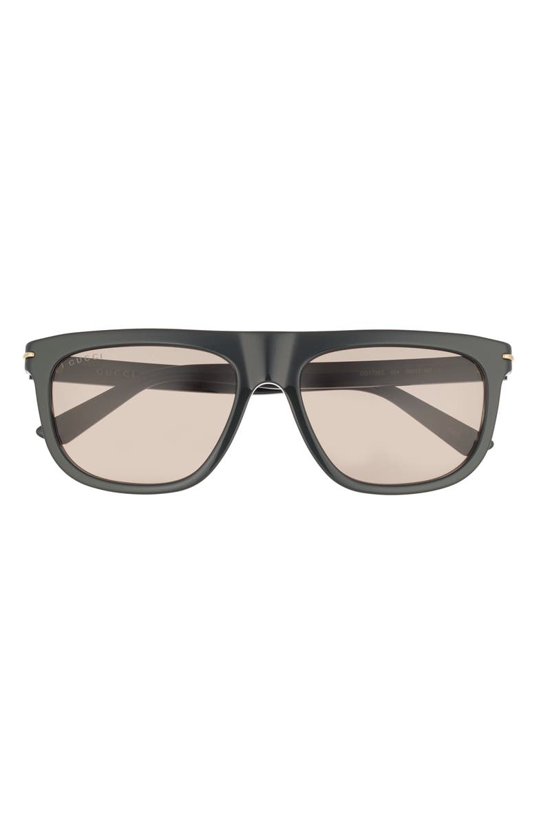 Gucci 56mm Square Sunglasses, Main, color, Green Green Brown