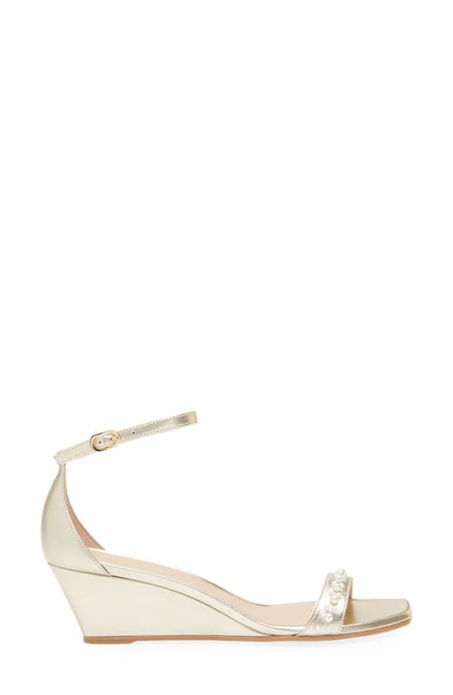 STUART WEITZMAN STUART WEITZMAN NUDIST CURVE FAUX PEARL DEMI CURVE WEDGE SANDAL