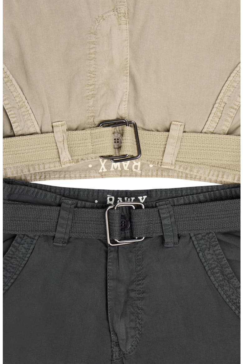 Kids' 2-Pack Belted Twill Cargo Shorts, Alternate, color, CHARCOAL/ STONE