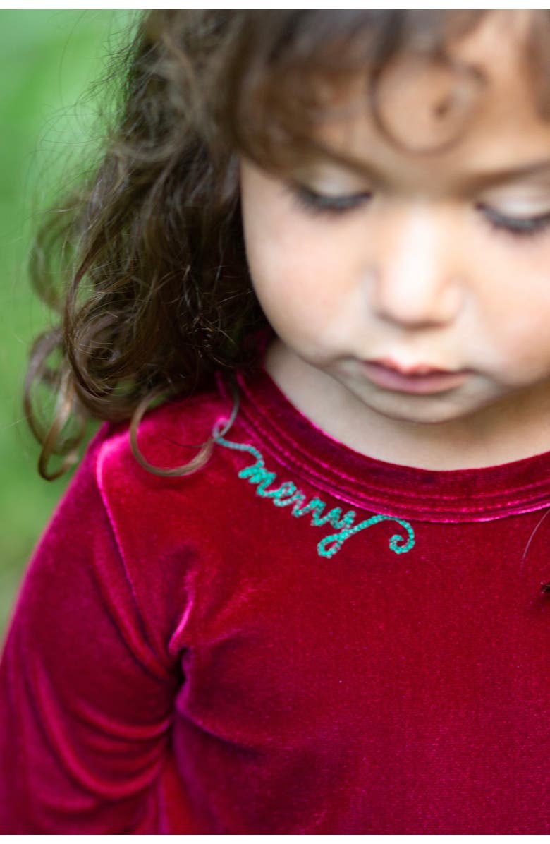 WORTHY THREADS Embroidered Velvet Holiday Bubble Romper, Alternate, color, Burgundy