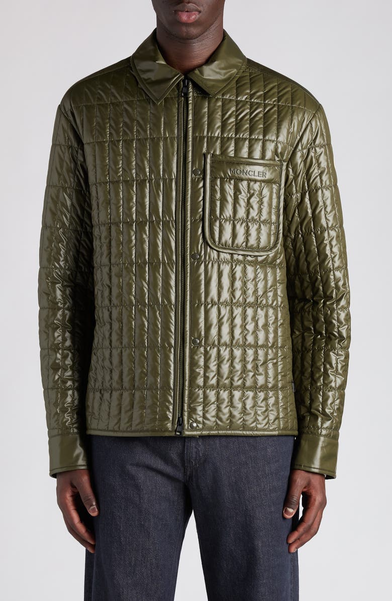 Moncler Madiere Vertical Quilted Shirt Jacket, Main, color, Deep Depths