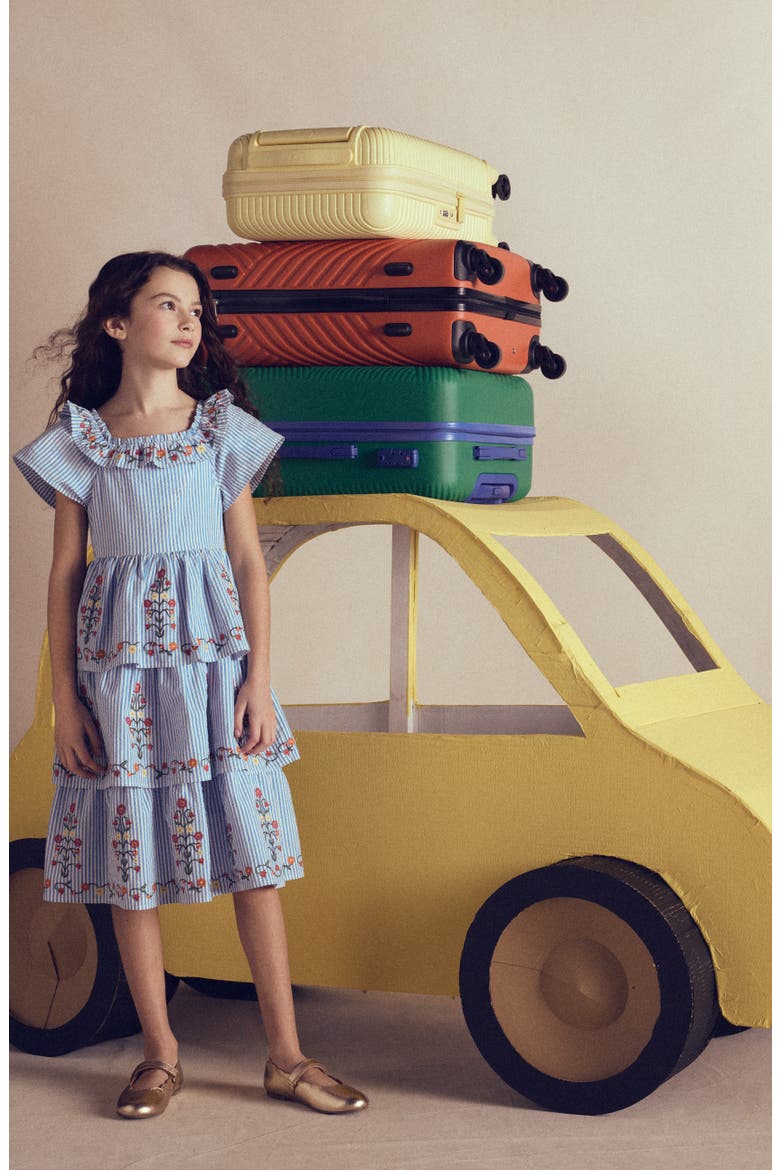Kids' Stripe Floral Embroidered Tiered Dress, Alternate, color, TICKING STRIPE FLORAL