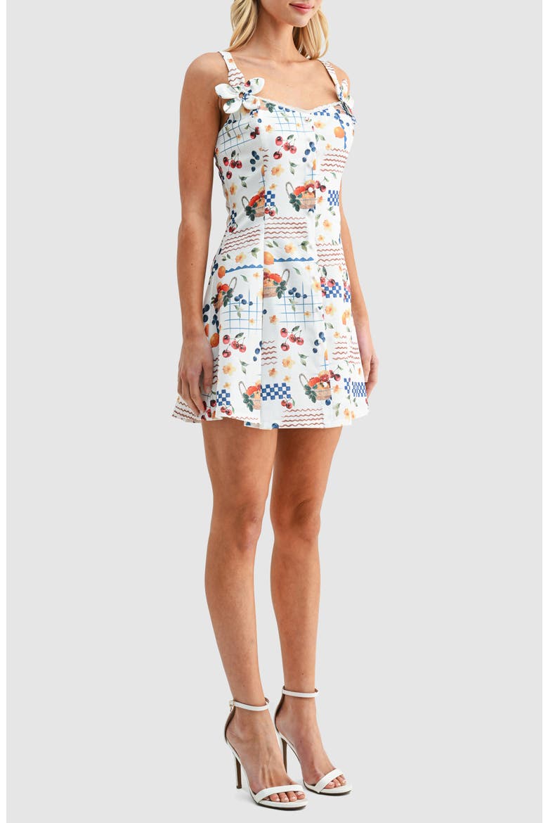 Fruit Print Minidress, Alternate, color, CONVERSATIONAL PICNIC