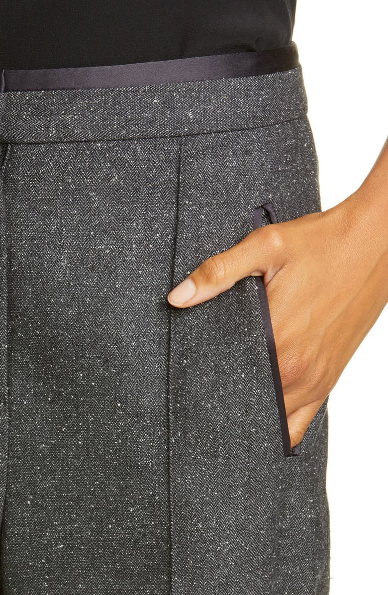 Tailored by Rebecca Taylor Herringbone Wool & Silk Ankle Pants, Alternate, color, 