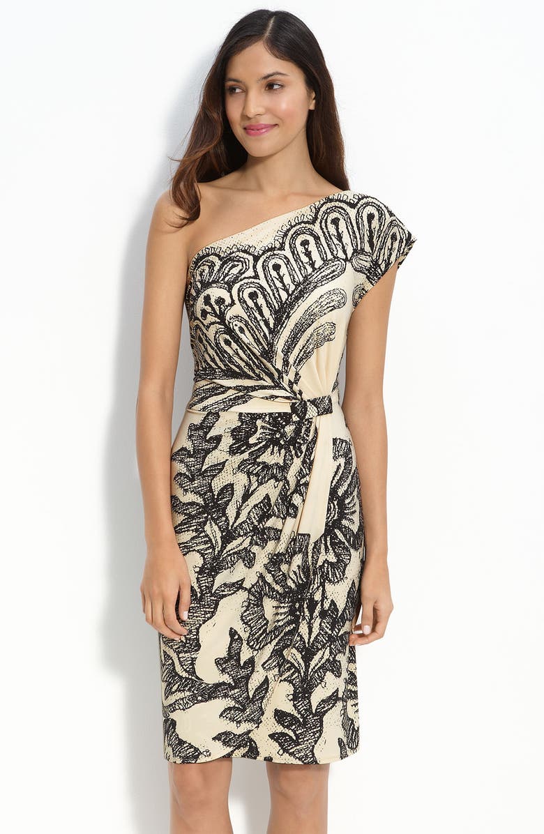 Donna Morgan One Shoulder Print Jersey Dress, Main, color,