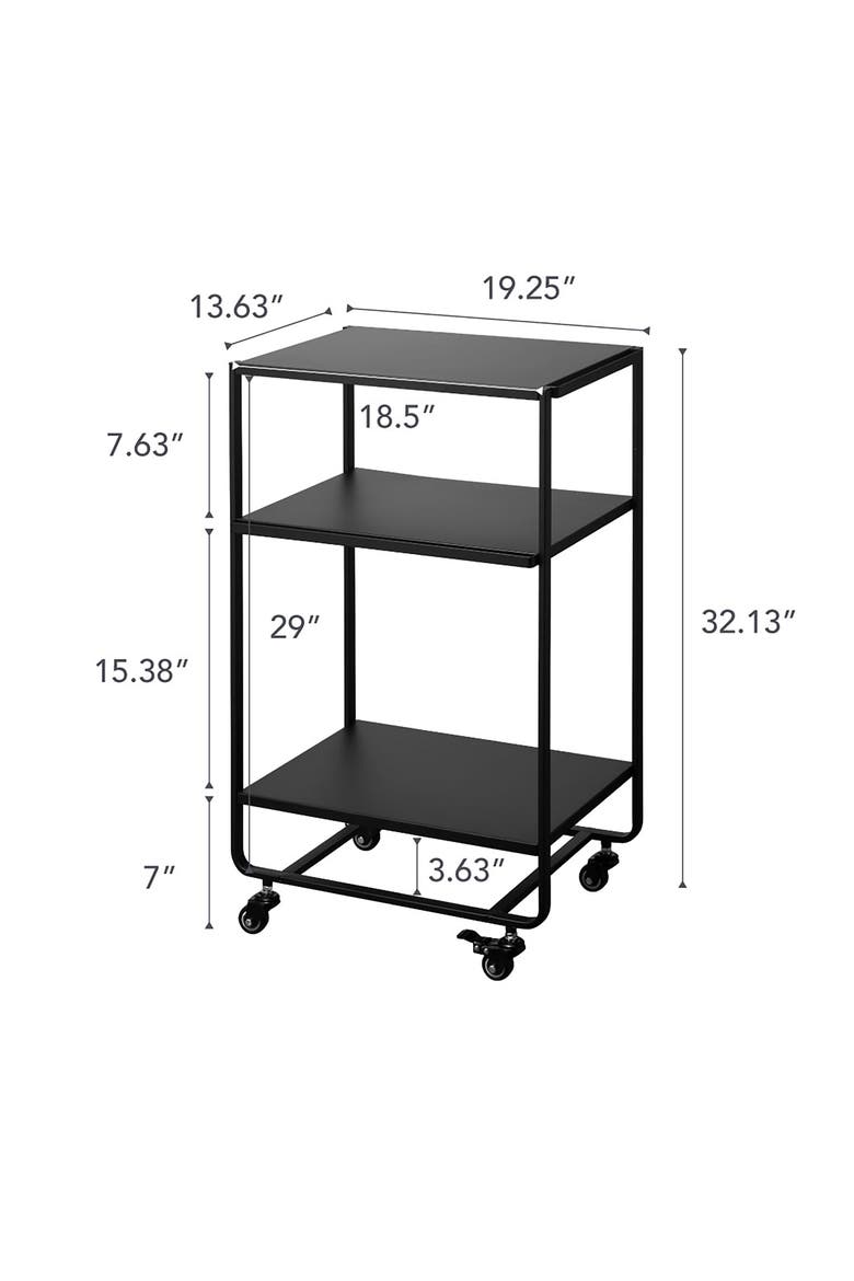 Three Tier Tower Kitchen Cart, Alternate, color, BLACK