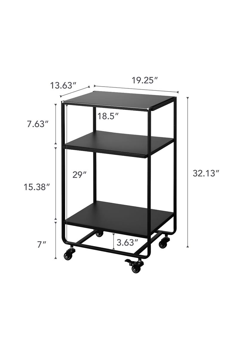 Yamazaki Three Tier Tower Kitchen Cart, Alternate, color, Black