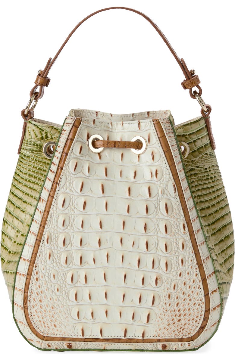 Brahmin Melinda Colorblocked Croc Embossed Leather Bucket Bag, Alternate, color,