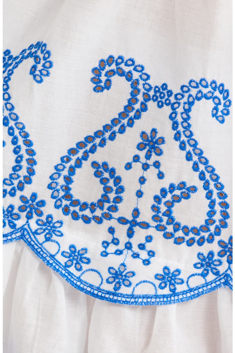 Natalia Embroidered Cotton Cover-Up Dress, Alternate, color, WHITE / OCEAN EYELET