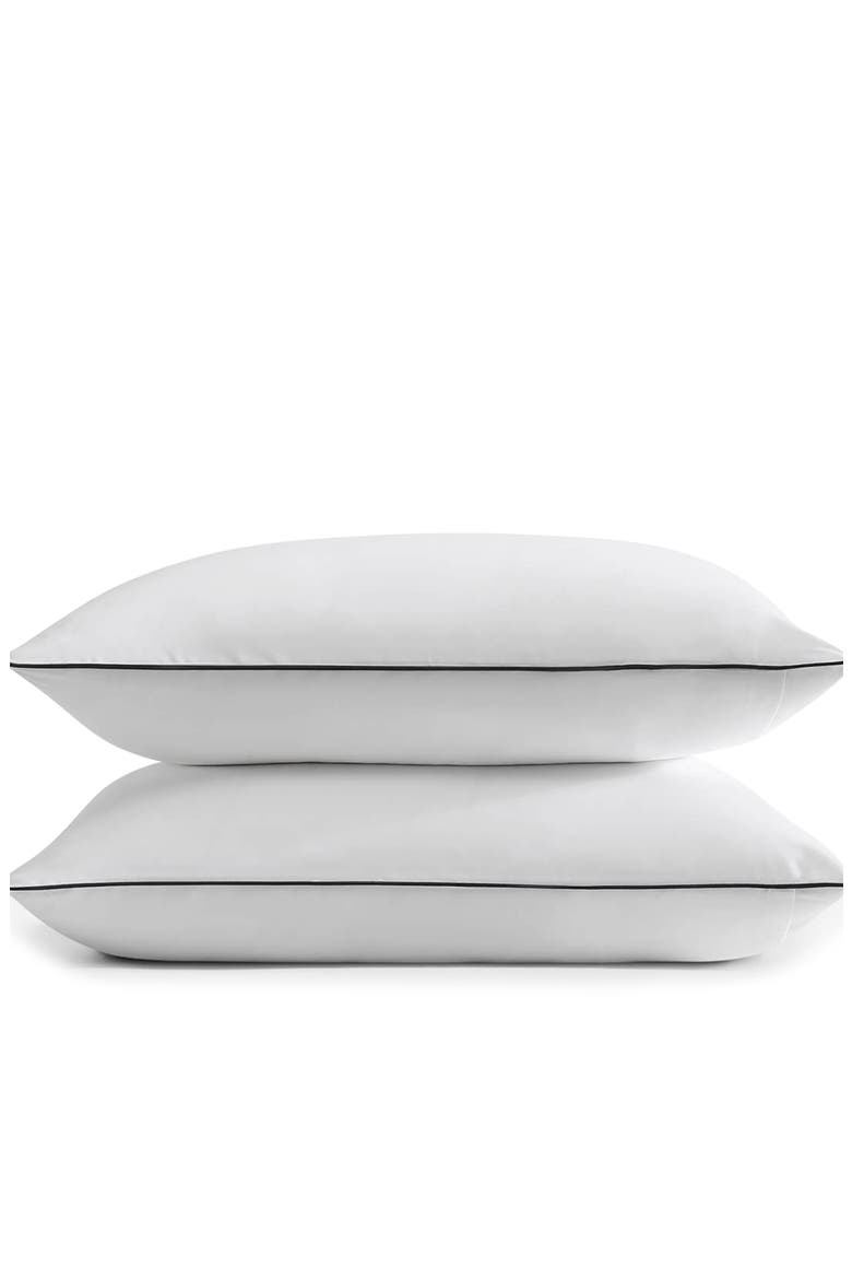 Set of 2 Contrast Piping Shams, Alternate, color, WHITE / BLACK