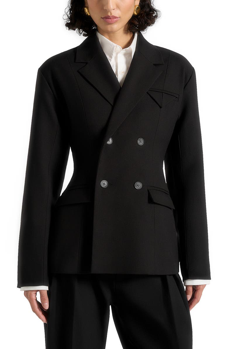 Manière De Voir Maia Double Breasted Blazer, Alternate, color, Black