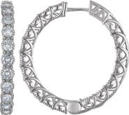 FZN Cubic Zirconia Inside Out Hoop Earrings