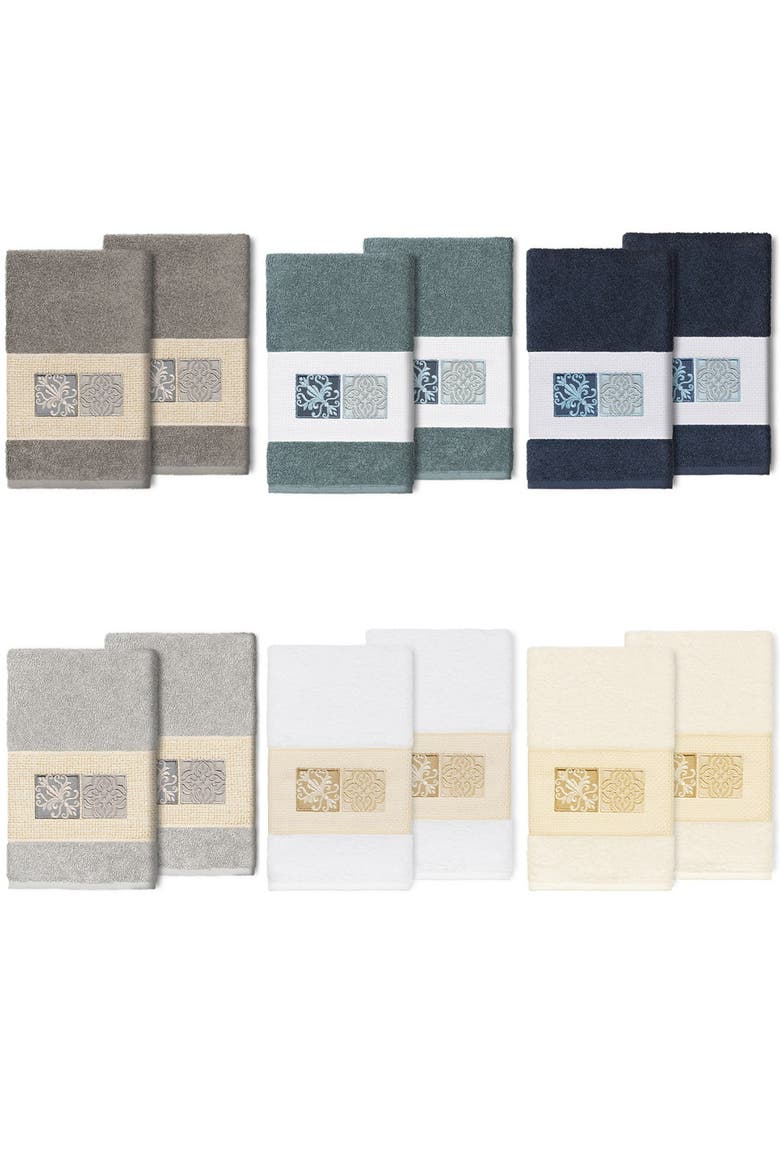 Vivian Embellished Hand Towel - Set of 2 - Light Gray, Alternate, color, LIGHT GRAY