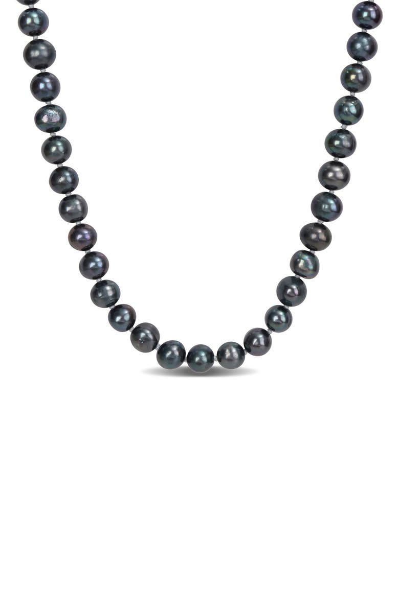 DELMAR Sterling Silver 7.5-8mm Black Cultured Freshwater Pearl Beaded Necklace, Main, color,