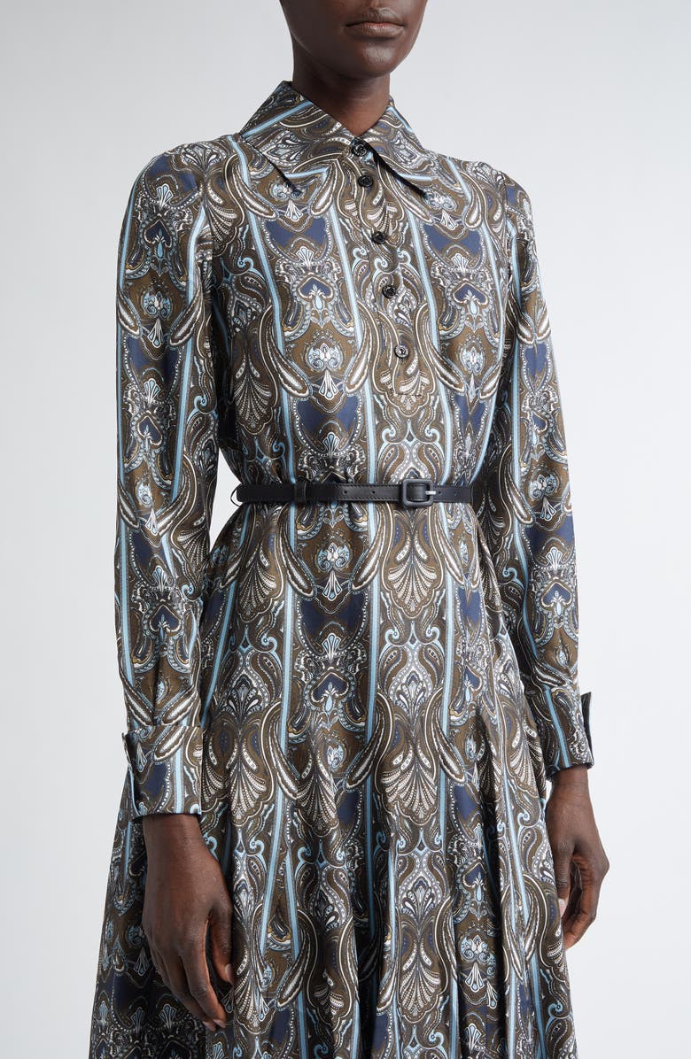 Emilia Wickstead Marione Paisley Long Sleeve Silk Twill Midi Dress, Alternate, color,