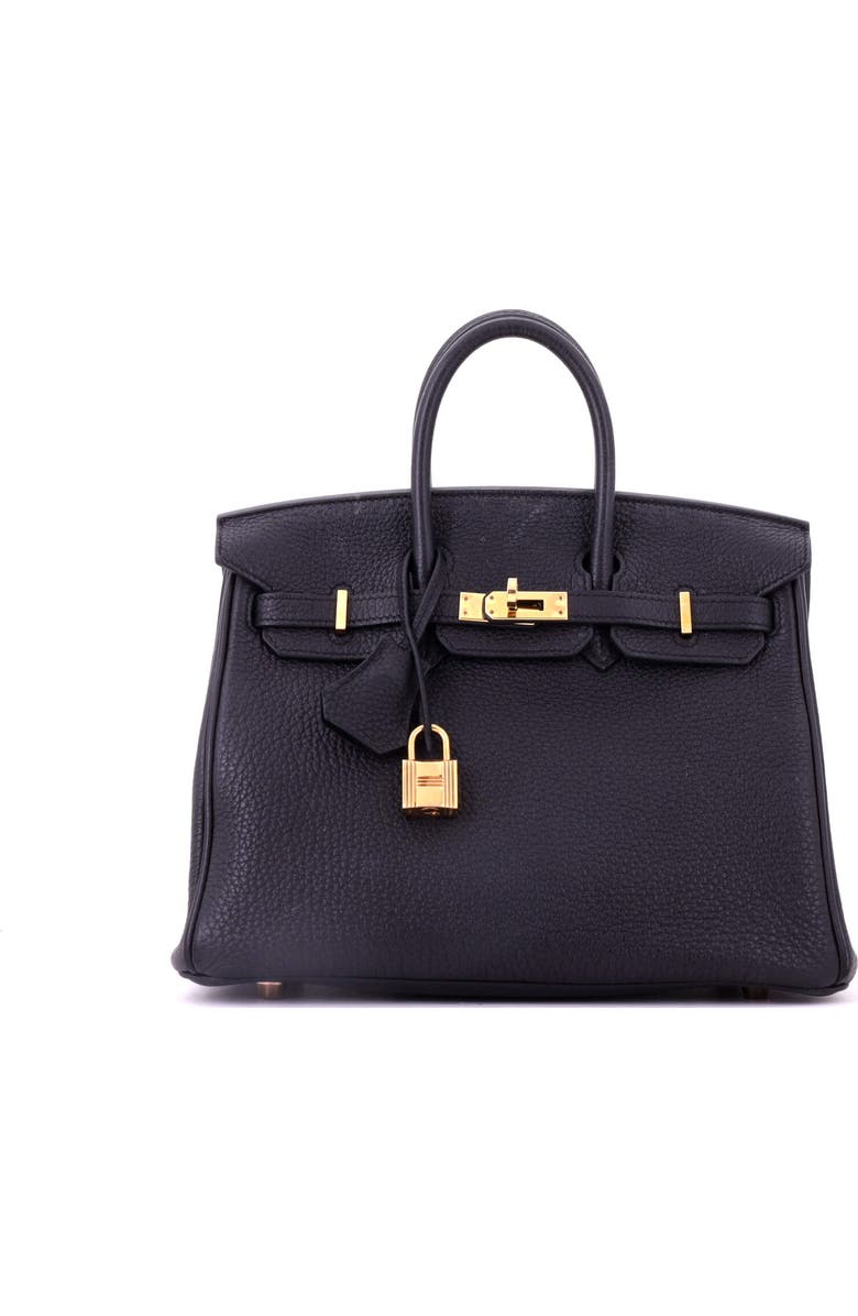 Pre-Owned Hermes Birkin Handbag Black Togo with Gold Hardware 25, Main, color, Noir