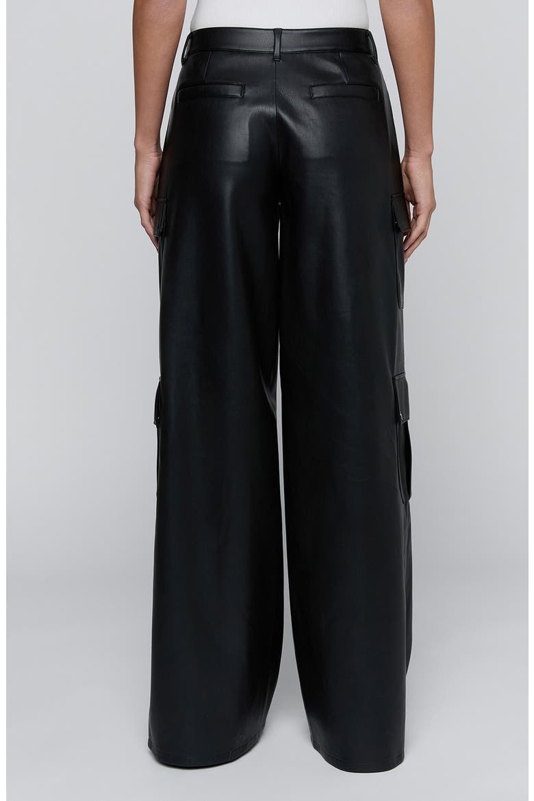 Isolde Faux Leather Wide Leg Cargo Pants, Alternate, color, BLACK