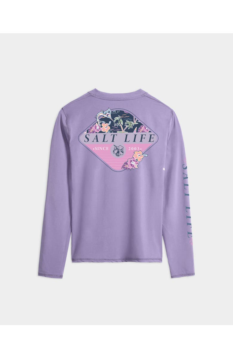 Salt Life Salty Marlin Badge Performance Long Sleeve Tee, Alternate, color, Pale Lavender Heather