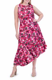 Eliza J Asymmetric Cocktail Midi Dress