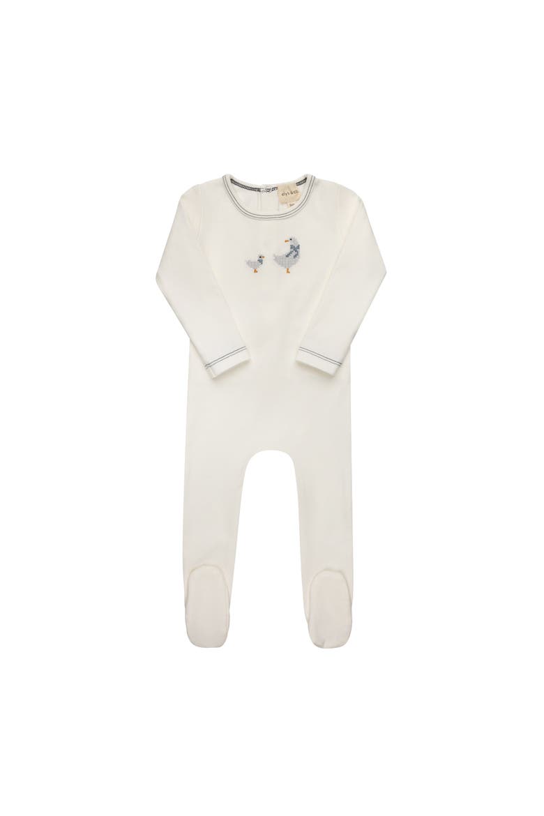 Cross Stitch Duckling Collection - Footie, Main, color, Ivory/Blue