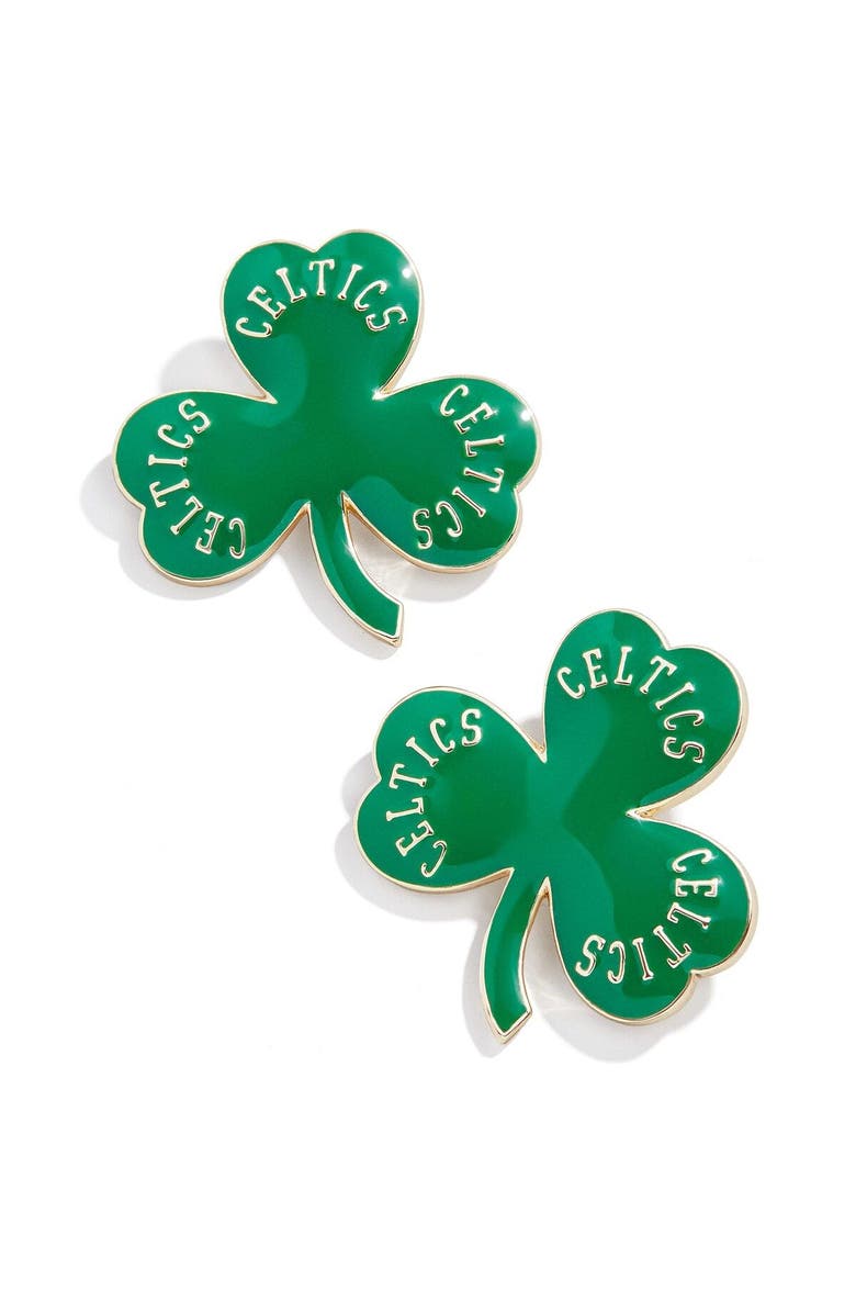 BaubleBar Boston Celtics Statement Stud Earrings, Main, color, 