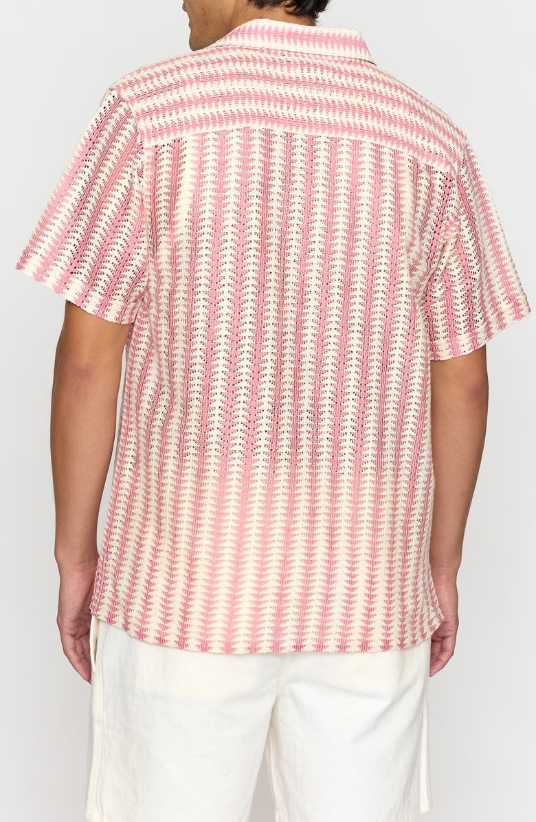 Raga Geometric Open Stitch Cotton Camp Shirt, Alternate, color, Pink