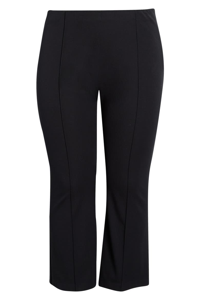 Pintuck Stretch Cotton Crop Flare Leg Pants, Alternate, color, BLACK